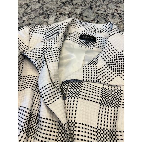 Talbots women’s jacket size 12 zip blazer coat black and white - Picture 10 of 15